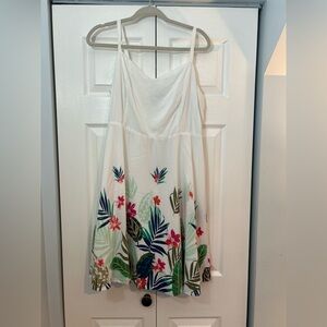 Old Navy White Floral Mini Dress XL Spaghetti Strap